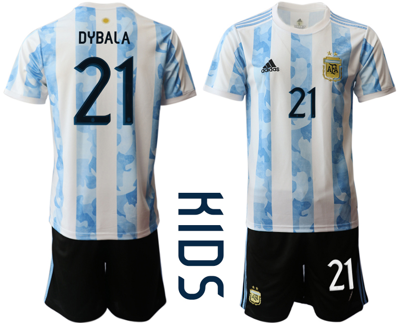 Youth 2020-2021 Season National team Argentina home white #21 Soccer Jersey